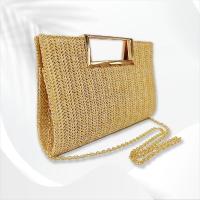 Elegante bolso de mano tejido beige y dorado para mujer: bolso de noche elegante con correa desmontable, perfecto para fiestas, eventos musicales y celebraciones del Ramadán - details 1