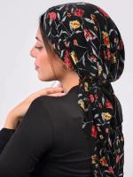 Gorros Hijab musulmanes de Ramadán, turbante de cola larga elástico suave para la cabeza, tocado estampado de moda, utilizable - details 7