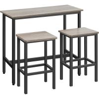 Juego de Mesa y Taburetes de Bar, Mesa de Desayuno con 2 taburetes, Marco de Acero, Industrial, Marrón Rústico y Negro Tinta LBT218B01 - details 9