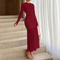 Mia Muse Vestidos de mujer para todas las estaciones Elegante cintura con flecos franceses en diseño Manga larga Cuello redondo Adorno de lechuga Vestidos de aniversario - details 5