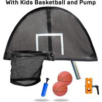 de baloncesto para cama elástica, ligera y universal con 2 piezas de mini baloncesto y bomba, fácil de montar, ajuste para poste curvo o poste recto - details 3