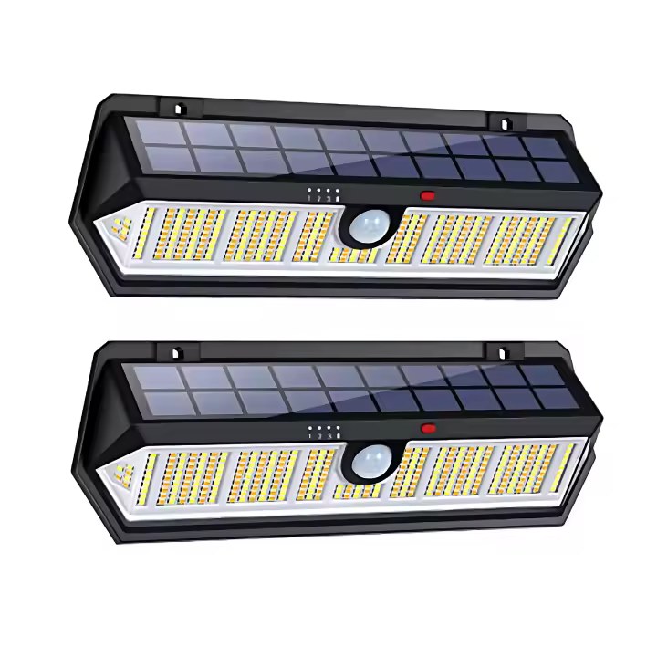 2PCS Apliques de Pared Solares para Exterior Negro GOECO, 3000K/7300K, Iluminación Interior Moderna para Entrada, Jardín, 29,85 * 10,25 * 4,8 CM - 1