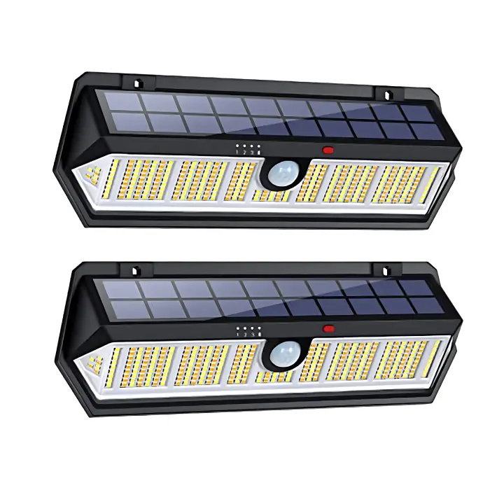 2PCS Apliques de Pared Solares para Exterior Negro GOECO, 3000K/7300K, Iluminación Interior Moderna para Entrada, Jardín, 29,85 * 10,25 * 4,8 CM - 1