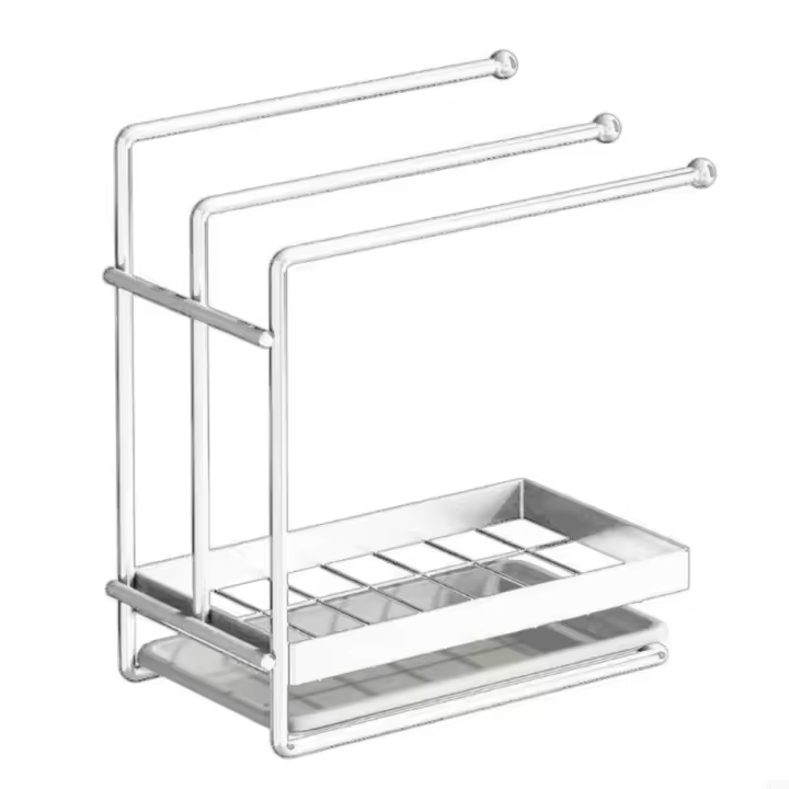 Estante de esponja de cocina moderno, soporte de almacenamiento de cocina antioxidante impermeable, organizador de almacenamiento de pinza para el pelo de gran capacidad para el hogar - 1
