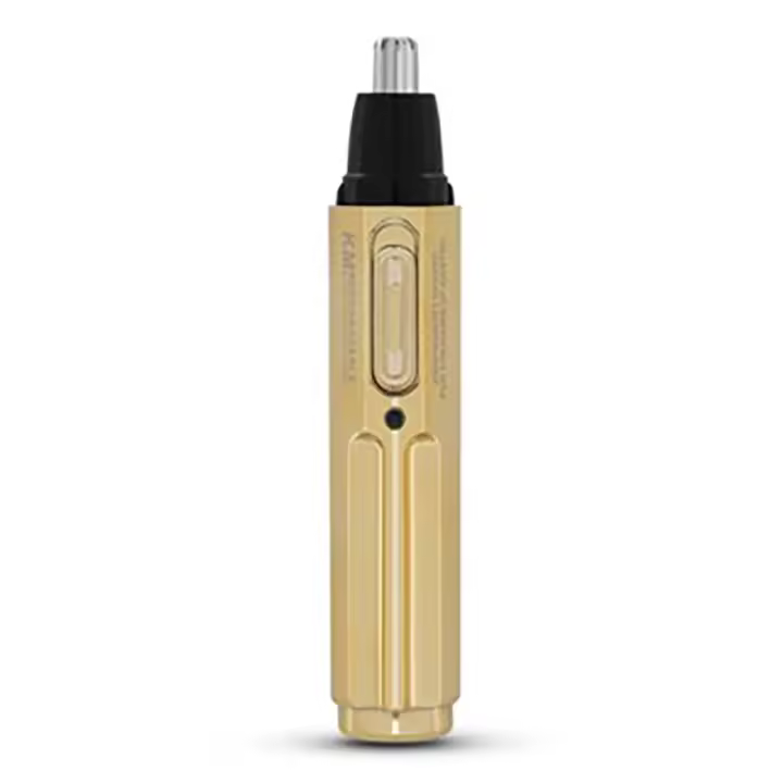 Kemei-Mini recortador de pelo de nariz eléctrico 6616, afeitadora portátil para cejas y orejas, limpiador de eliminación seguro, alta calidad, ecológico, dorado - 1