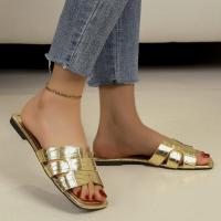 Nuevas sandalias plateadas para mujer de talla grande, patrón de piedra sólida, parte inferior plana, punta cuadrada - details 7
