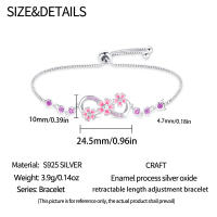 Pulsera de plata de ley 925 con símbolo de flores rosas de la suerte, abalorios colgantes, joyería fina para mujeres y niñas - details 4