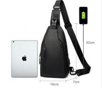 Bolso de hombro impermeable para hombre, bolso cruzado con USB - details 3