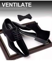 Nuevos zapatos británicos versátiles de talla grande para negocios formales cruzados con puntas brillantes de cuero para hombre - details 5