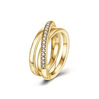 Anillo de Plata de Ley 925 para mujer, sortija de circonita dorada, joyería de boda, regalos - details 0