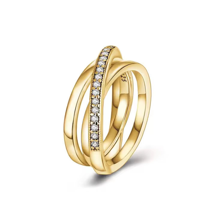 Anillo de Plata de Ley 925 para mujer, sortija de circonita dorada, joyería de boda, regalos - 1