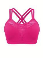 Sujetador De Cuello Redondo Hueco para Deportes, Transpirable, entrecruzado en la espalda, Cómodo, De Color Sólido, De alta elasticidad - details 10