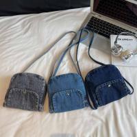 Bolso de lona vaquero informal Y2K, bolso Vintage de gran capacidad estilo callejero, bolso de compras, bolso cruzado sólido de Color sólido para mujeres y hombres - details 0