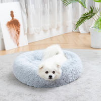 Cama de Mascota Calentada Diseño de Donut de Peluche Largo Anti-anxiedad Portátil - details 2