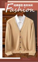 Cardigan de Punto para Hombres Vestido Suelto de Una Botónada con Cuello en V Color Sólido - details 0