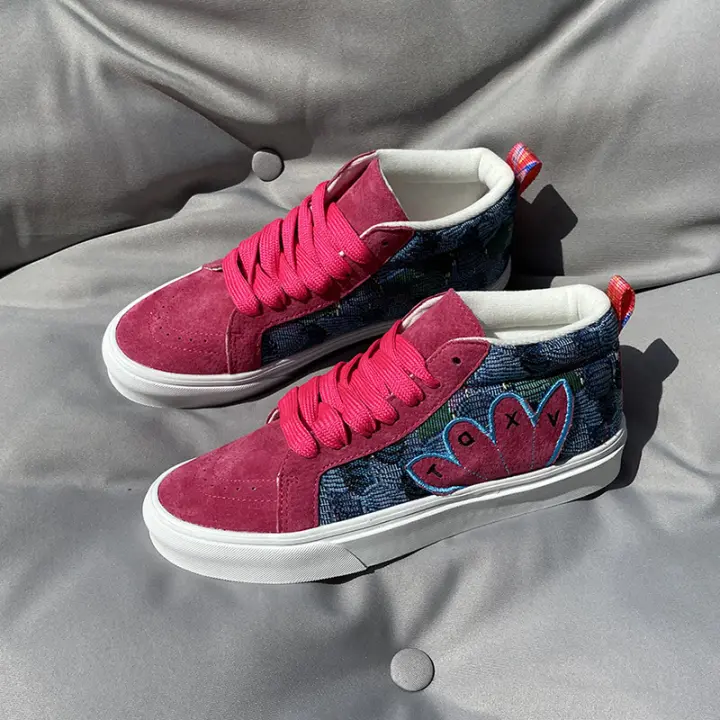 Zapatillas de Mesa Rosa Medio Superior Impresas Tamaño Grande para Hombres y Mujeres - 1