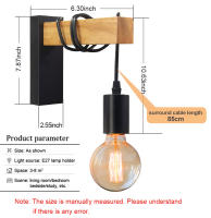 Lámpara de Pared Retro Vintage de Madera PARKSON Iluminación Interior E27 para Sala de Estar y Dormitorio Material de Luz de Madera Lacada Equipo de Iluminación Interior - details 1