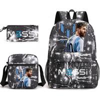 Mochila con estampado de estrella de fútbol Messi, mochila ligera y sencilla para estudiantes de secundaria, 3 piezas - details 4