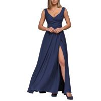 Mono De Color Sólido Sin Mangas Cierre De Cintura, Nuevo Estilo a La Moda, Vestido De Grupo Largo, Verano - details 5
