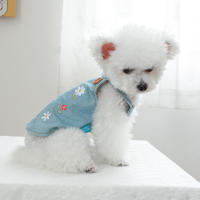 Ropa De Mascota 1PC Primavera Otoño Falda De Denim Con Flores Y Suspensión Para Perros De Tamaño Pequeño Y Medio - details 3