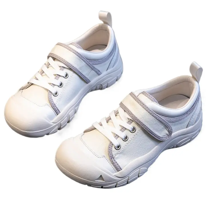Primavera 2025 nuevos zapatos de cuero para mujer, deportivos versátiles, con aumento de altura, de lona blanca, zapatos de plataforma casual para mujer, estilo papá. - 1
