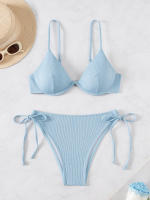 Nuevo traje de baño sexy con espalda descubierta y soporte de acero dividido de Yiyong, bikini con cordones de color sólido para mujer - details 30