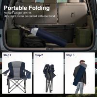 Silla de Camping Plegable de Gran Tamaño Azul Soporte de 450 Libras Silla Deportiva para Césped con Portavasos y Bolsa Térmica - details 6