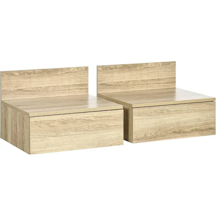 2 Mesitas de Noche Flotantes Mesitas de Noche para Dormitorio con Cajón Mesas de Noche para Habitación Salón Hogar 43x36,5x30,5 cm Blanco - 1