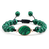 Pulsera de Piedra de Malaquita Verde Natural Encanto de Abalorios de Lava para Hombres y Mujeres - details 2