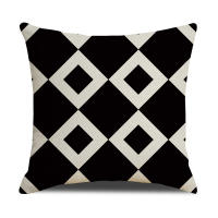 Funda de Almohada de Lino Impermeable para Exteriores Estampado Geométrico a Rayas Blanco-Negro - details 4