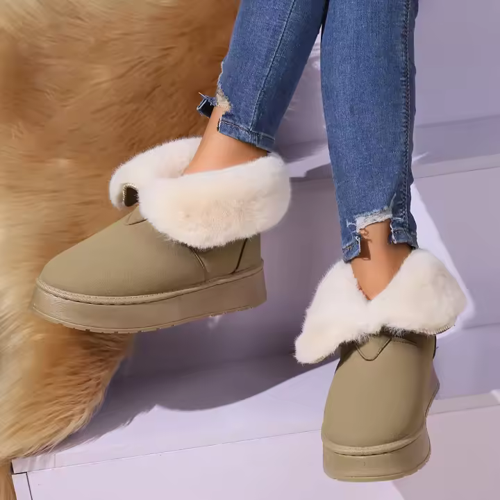 Botas de nieve para mujer, botines planos cálidos de invierno, zapatos de señora - 1