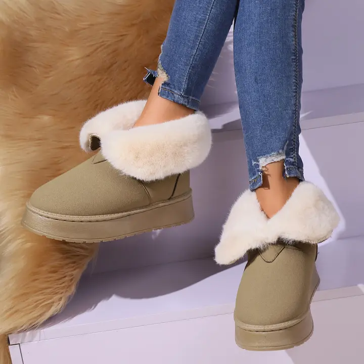 Botas de nieve para mujer, botines planos cálidos de invierno, zapatos de señora - 1