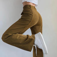 Pantalones de corte casual con plumas rectas de color liso para mujer, e, otoño e invierno, nuevo - details 11