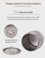Tiartisan - Taza de agua de titanio ultraligera portátil para exteriores, villa de camping, picnic, mango plegable, taza de té cubierta, 420 ml - details 3