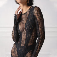 BUNO-Nuevo mono con guantes con estampado de mono de leopardo ajustado transparente de manga larga medias sexis sin espalda pantalones largos Tops calientes - details 2
