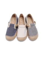 2025 Primavera y otoño nuevos zapatos de mujer ins zapatos de moda zapatos de algodón y lino de rayas rectas estilo universitario zapatos de lino de cabeza redonda de un solo paso Para mujer - details 4