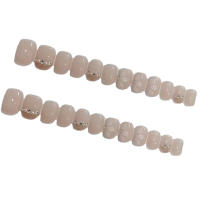 Uñas postizas reutilizables de pétalo dulce, Kit de resina desnuda con pegamento para decoración de uñas, 24 piezas - details 2