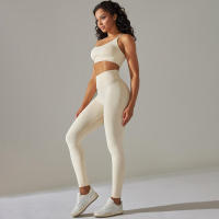 Conjunto de Yoga Sin Costuras para Mujeres Chaleco de Entrenamiento, Pantalones, Sujetador, Shorts de Gimnasio, Leggings de Correr de Cintura Alta Conjuntos Deportivos - details 7