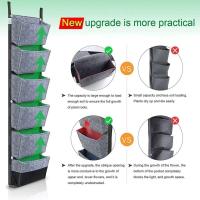 Bolsa vertical de fieltro montada en la pared, contenedor para cultivo de flores y verduras, máquina para plantar jardín interior y exterior, 6 bolsillos, - details 8