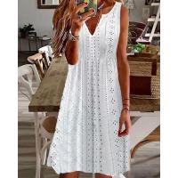 Vestido casual suelto sin mangas con cuello en V de moda para mujer, verano - details 1