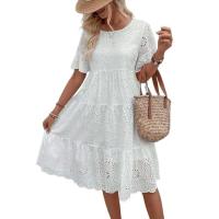 Sencillo e informal, largo, de cintura alta, a la moda, de verano a media pantorrilla, estilo festivo, algodón puro ahuecado, nuevo - details 12