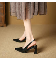 Nuevo aire trasero boca poco profunda tacones altos puntiagudos zapatos de mujer de tacón grueso - details 6