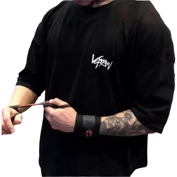 Camiseta Deportiva Para Hombre Con Cuello Redondo Y Manga Corta En Algodón Talla Grande Transpirable Para Entrenamiento Y Correr Streetwear - 1