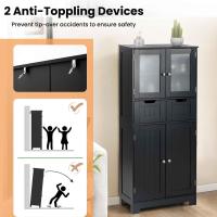 Armario Suelo de Baño, Mueble de Baño con Estantes Ajustables, Mueble de Almacenaje con Cajones y Doble Puerta, Mueble Lateral Multifuncional para Cocina (Gris) - details 12
