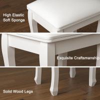 Taburete Moderno Recubierto de Almohadillas Antideslizantes Blanco Ideal para Vestidor, Dormitorio, Entrada, Patas Curvas - details 3