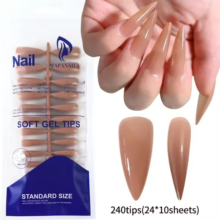 1 CA/100 UDS color sólido ballet en forma de almendra corto falso retro negro moda prensado en la punta de la uña - 1