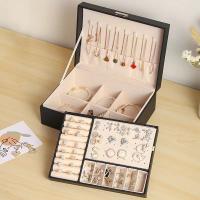 Organizador de Joyería de Cuero de Dos Capas Caja de Almacenamiento de Joyas con Cerradura para Collares, Pendientes, Anillos Regalo Ideal para Mujeres y Niñas - details 1