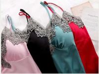 5 Unids/set Tre seda mujer Ence satén cuello en V ropa de dormir de primavera para el hogar - details 1