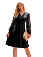 Vestido de moda de jacquard con cuello en V para mujer, moderno, informal - details 1