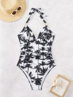 Bañador De Una Pieza Con Estampado De Leopardo Para Mujer, Bañador Con Escote Halter, Espalda Descubierta Sexy, Moda increíble Para Mujer - details 16